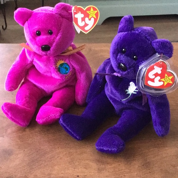 Ty Princess Beanie Baby And millennium purple bear - Picture 1 of 14